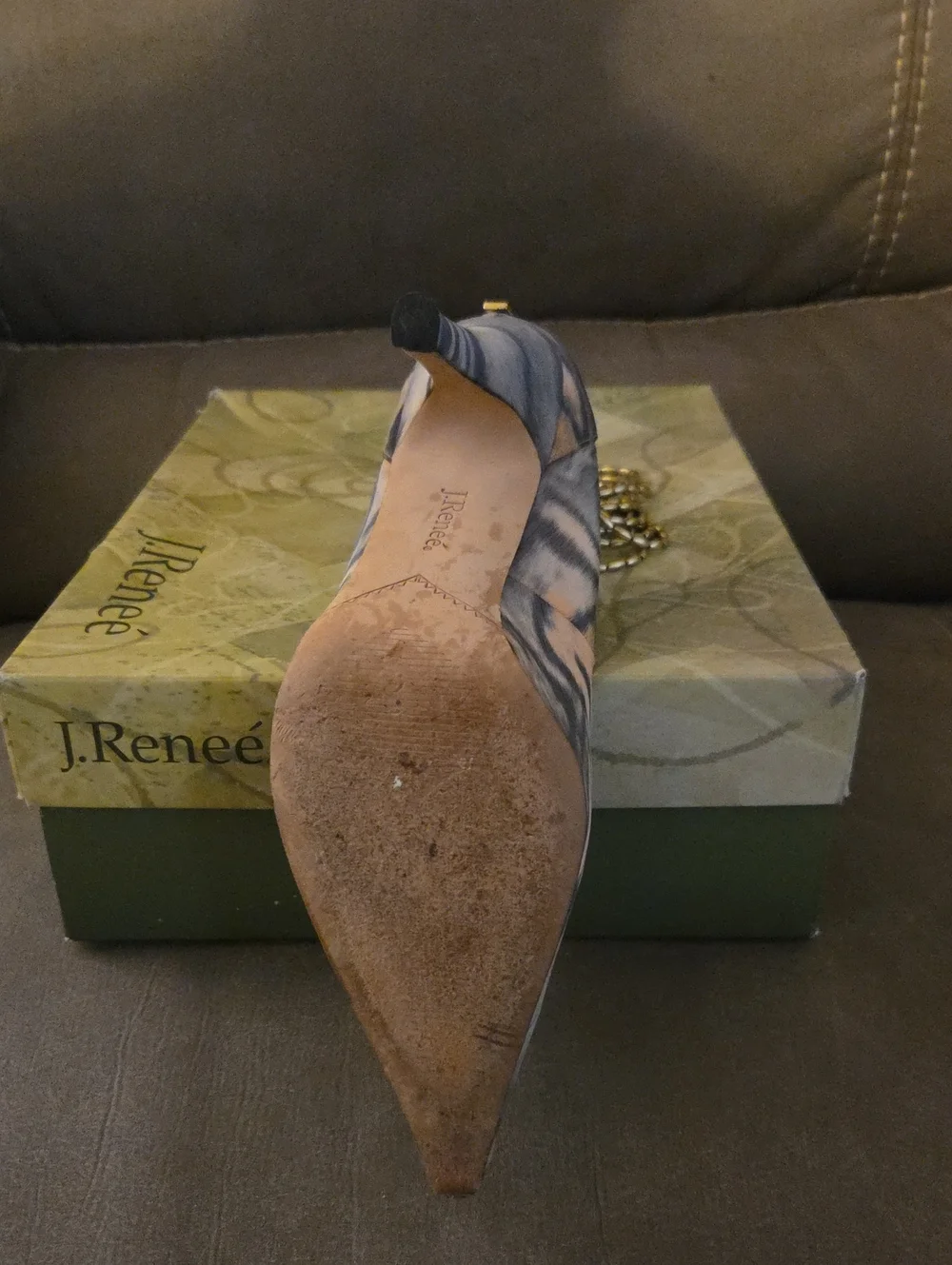 J.Renee Pointed-Toe Stiletto Pump in Brown Marble